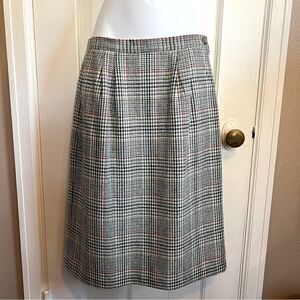 1980s Plaid Wool Blend Skirt, Vintage Multicolored Houndstooth Skirt sz8